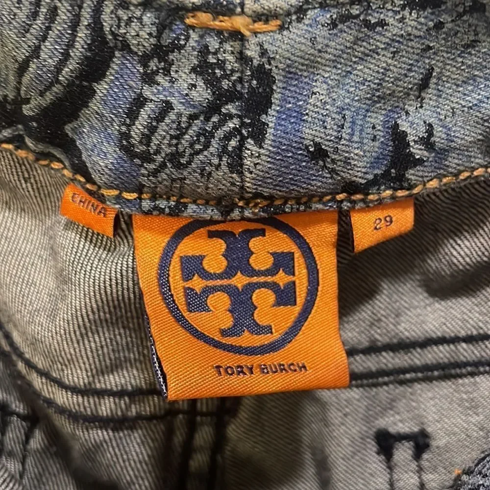 TORY Burch Ivy Super Skinny blue paisley jeans